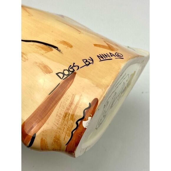 Dogs By Nina Vase Planter Beagle Puppy Beautiful Condition Nina Lyman Tan 8in CN - Picture 3 of 6